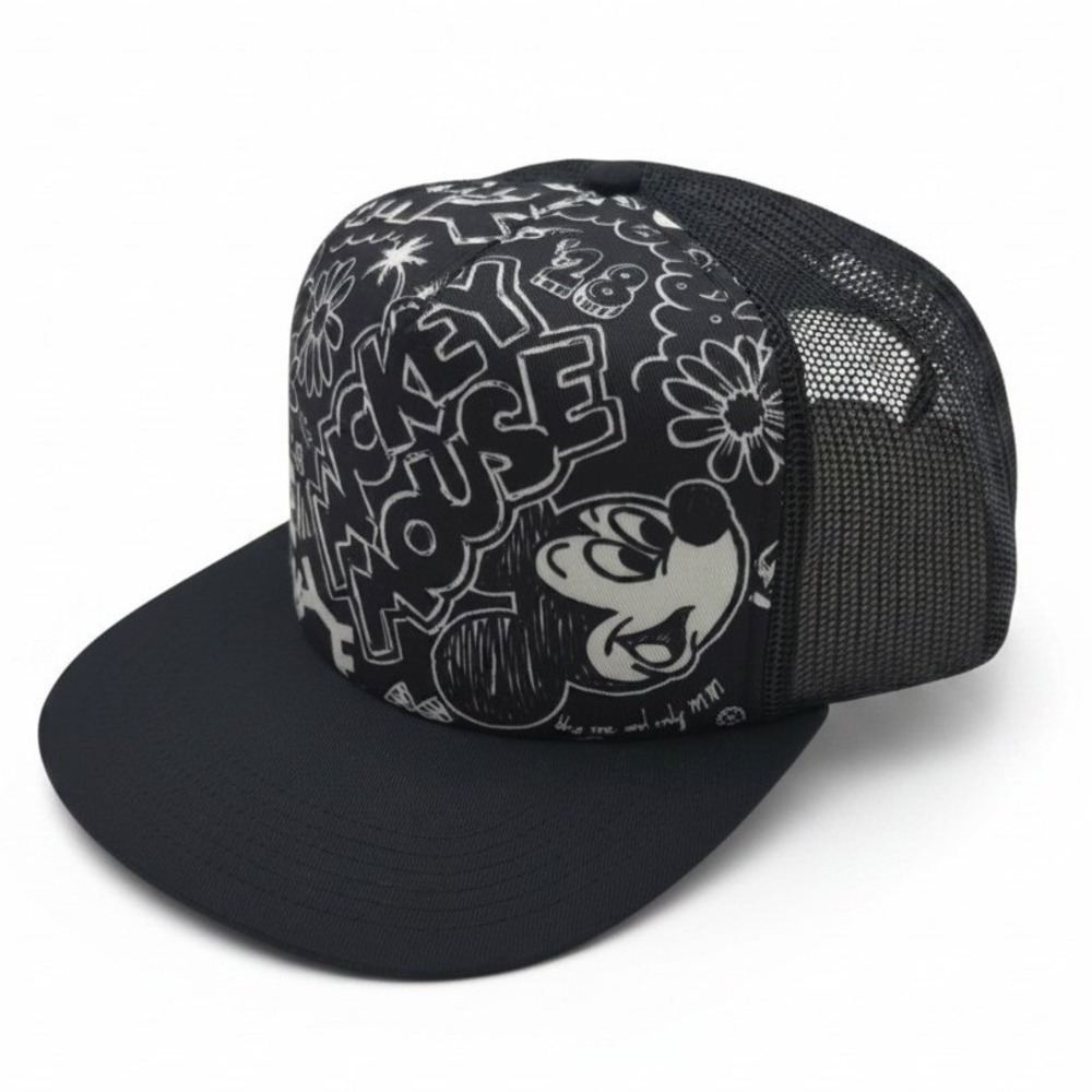 Neff x Disney Mickey House Trucker Hat Snapback Black White Mesh Cap New NWT